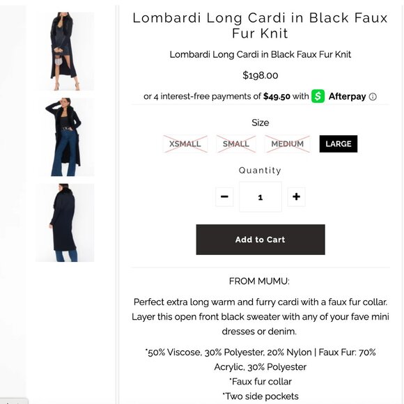 Show me your Mumu Lombardi Fur (Faux) collar black sweater jacket - Picture 2 of 6